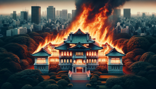 DALL·E 2024 01 09 08.44.21 An artistic interpretation of a grand traditional Japanese house known as Mejiro Palace located in Bunkyo Ward Tokyo. This house once owned by a