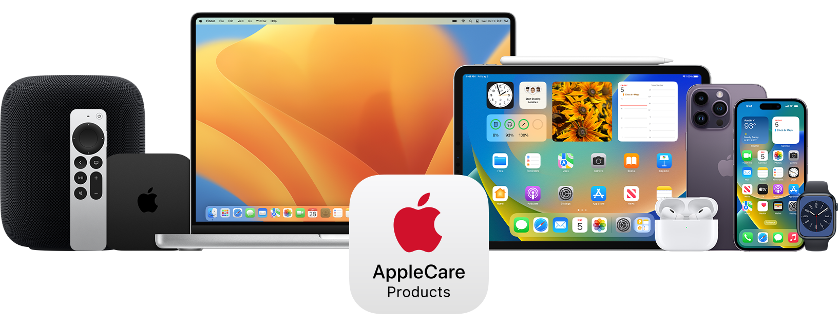 AppleCare+の対象となる各種Apple製品