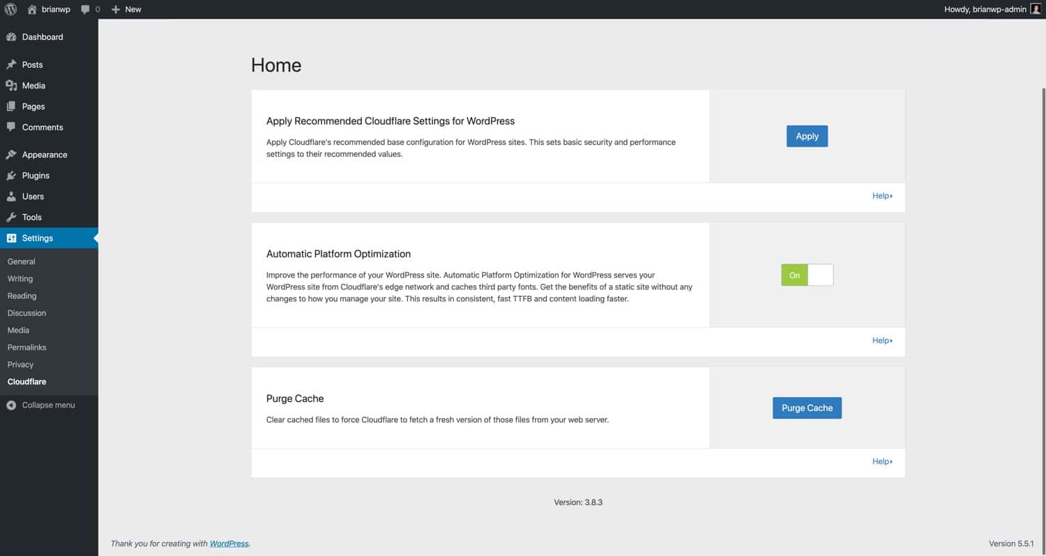 Cloudflare WordPress連携設定