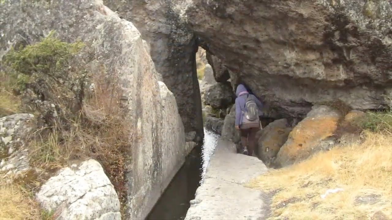The Ancient Megalithic Aqueduct Of Cumbemayo Near Cajamarca In Peru