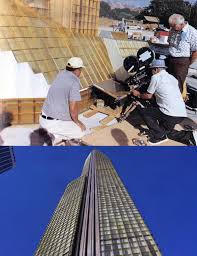 The Prop Gallery - Camera trickery using a mirror for low angle shots of the  tower during miniature photography behind the scenes on The Towering Inferno  (1974). | Facebook