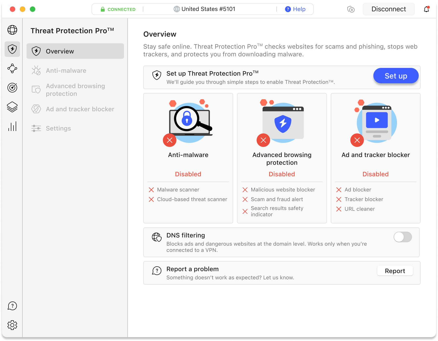 NordVPN Threat Protection Pro interface screenshot from official support