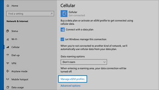 Use an eSIM to get a cellular data connection on your Windows PC ...