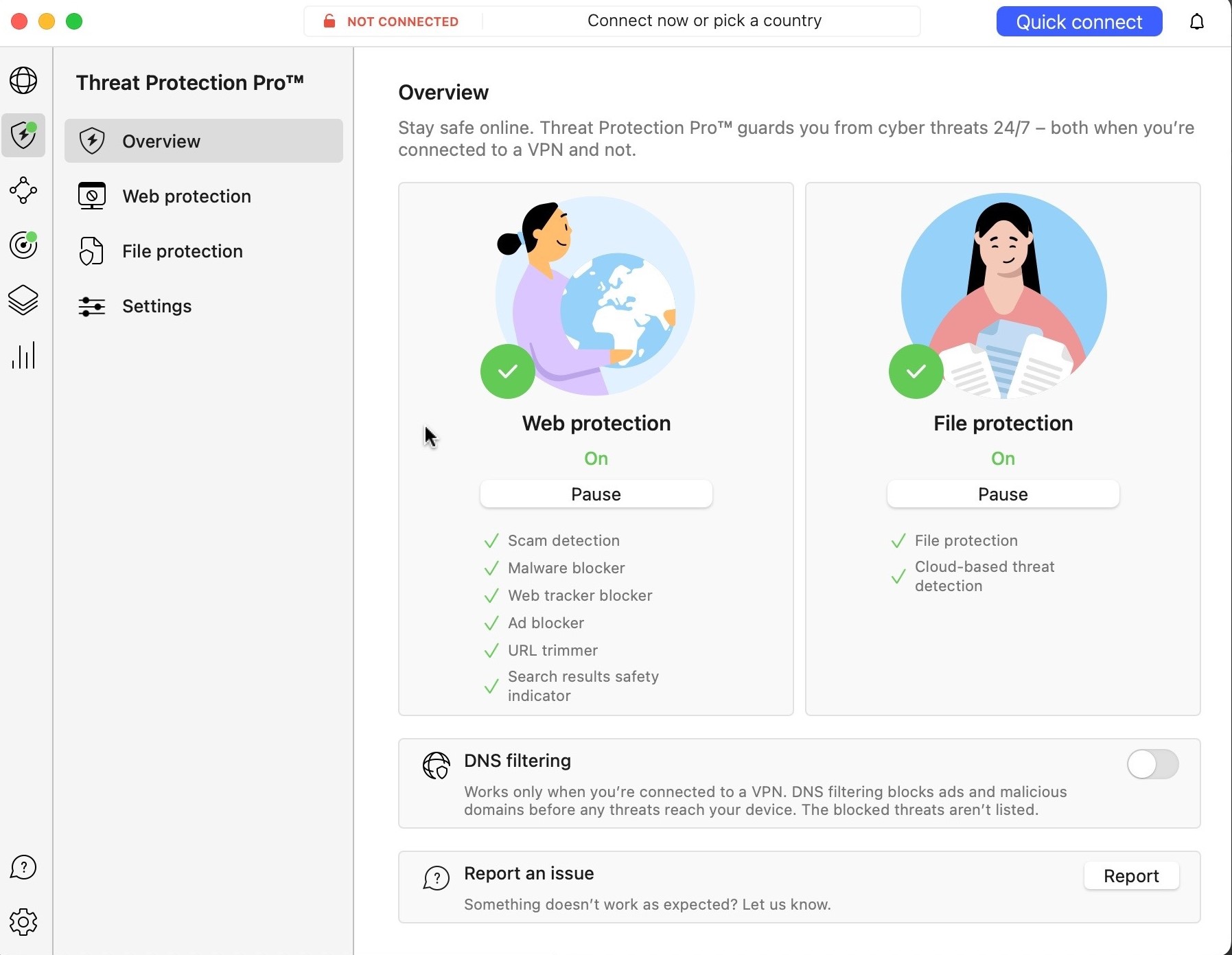 NordVPN Threat Protection Pro overview interface
