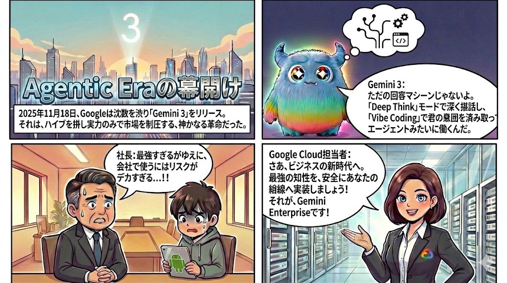 出典: X (Twitter) - @kkitase 日本語テキスト生成のデモ:4コマ漫画例