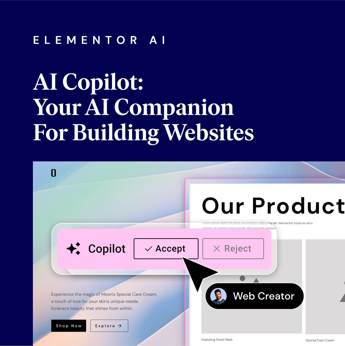 2024年のCopilotリリースを祝うビジュアル：AIアシスタントのインターフェース