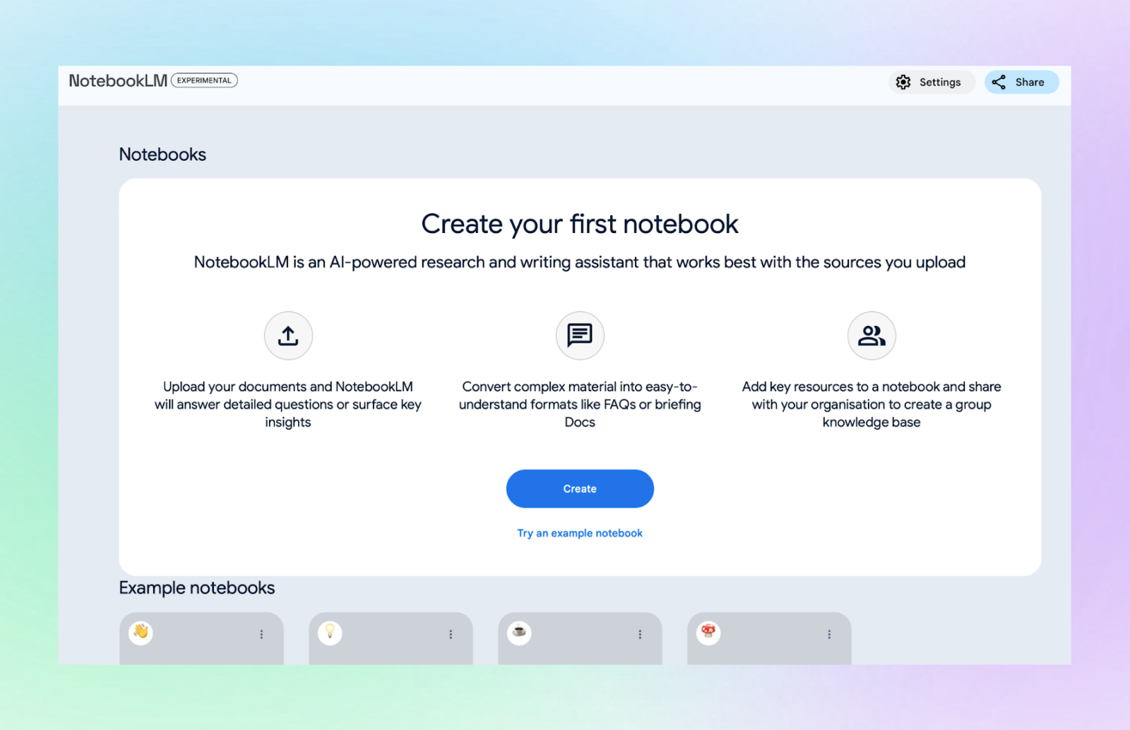 NotebookLMのファイルアップロード画面