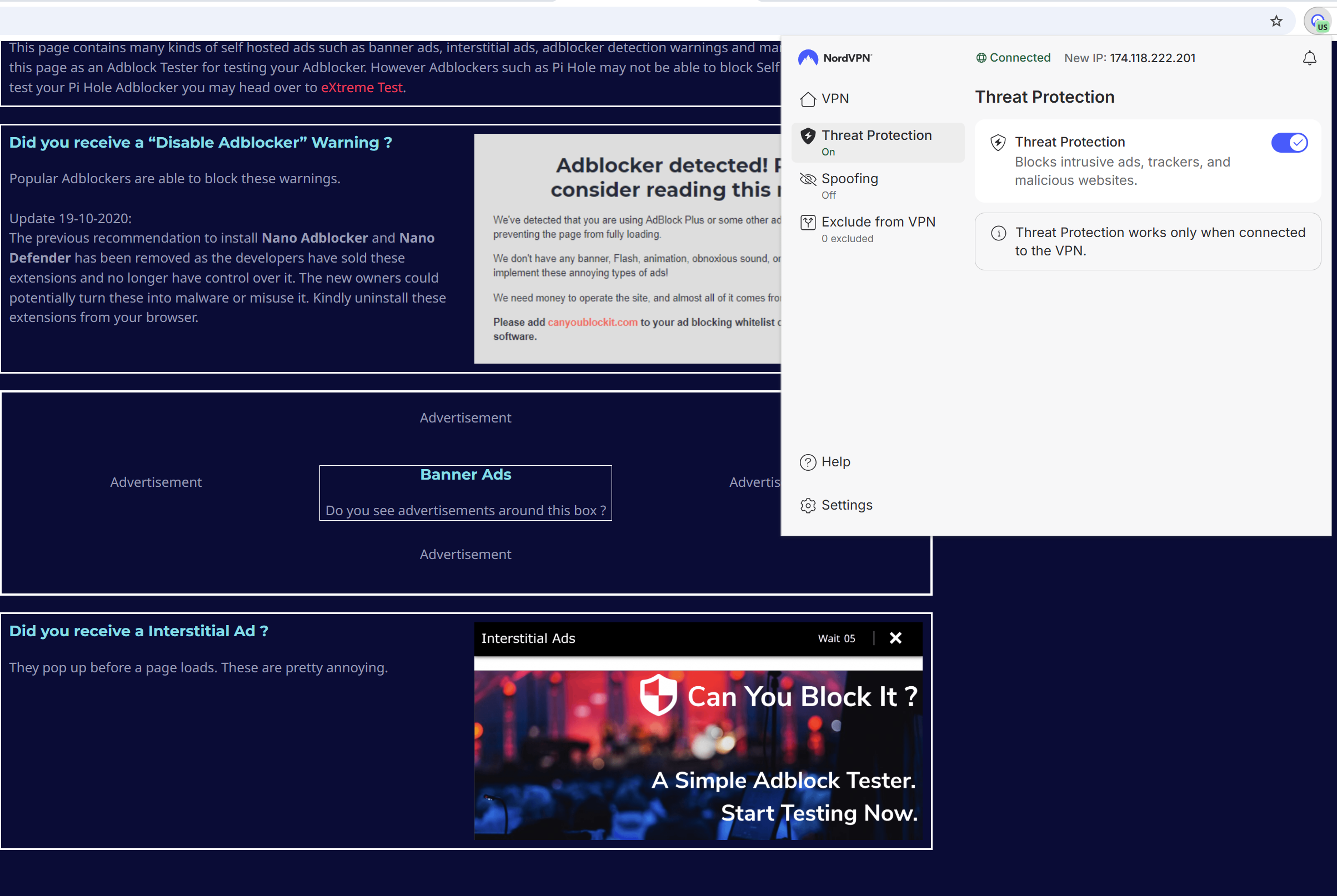 NordVPN Threat Protection Pro interface with settings overview