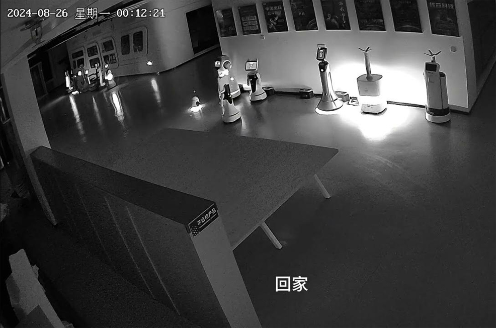 Robot persuades other robots to "go home"